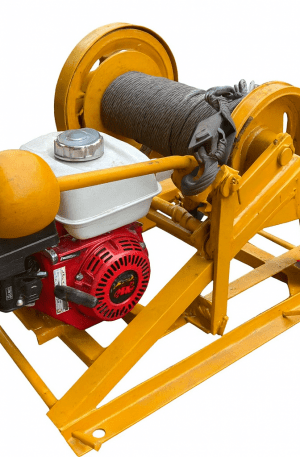 MALACATE 1 TON MOTOR HONDA CON PLUMA Y GANCHO GIRATORIO