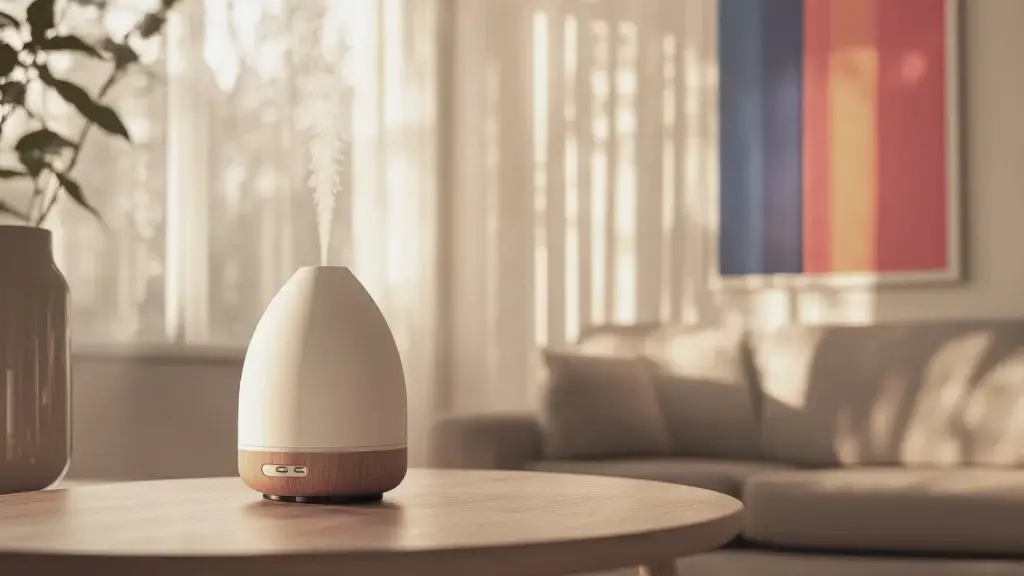 Difusor de aromas creando un ambiente acogedor en sala para visitas inmobiliarias